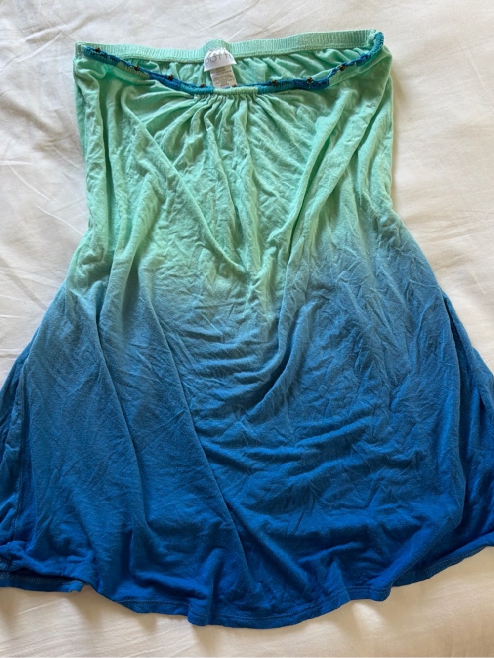 Y2K Dotti Ombre Strapless Mini Swim Cover Up Mermaid Beach Dress